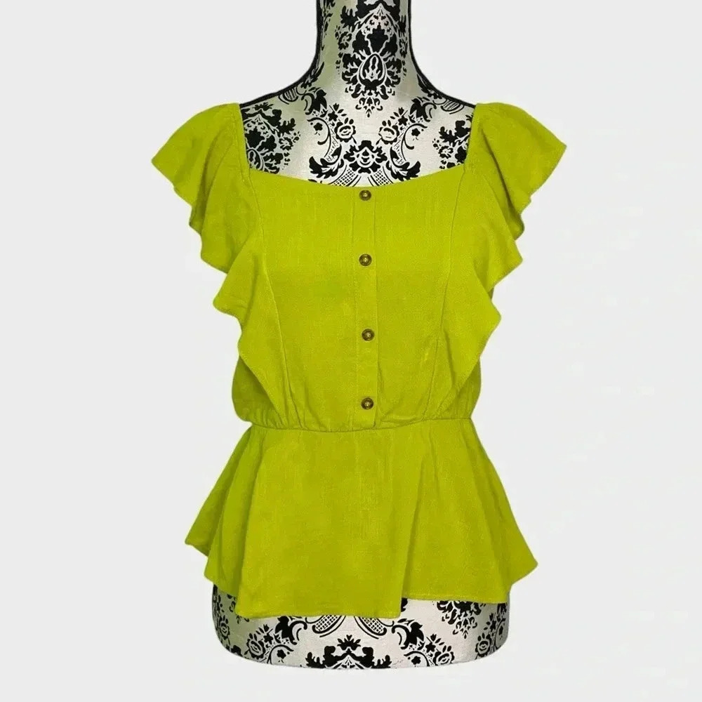 Moa Moa Ruffle Button Down Blouse - image 4